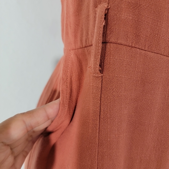 By Together + Collection Women's Dusty Pink Linen Blend Tank Romper Sz S Pocket - Picture 3 of 11